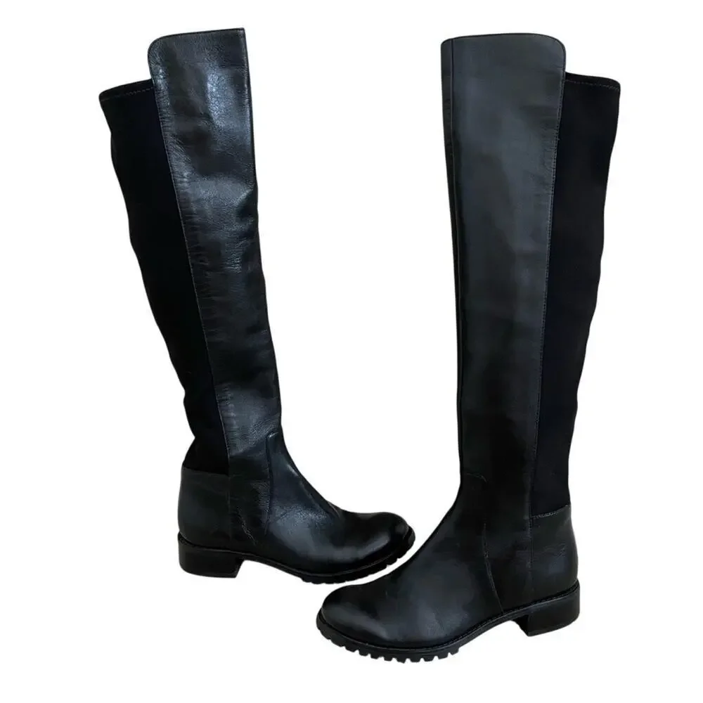 Michael‎ Kors Joanie Black Over the Knee Leather Stretch Boots